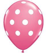 11" Big Polka Dots Rose (50 Per Bag) Latex Balloons