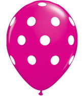 11" Big Polka Dots Wild Berry (50 Per Bag) Latex Balloons