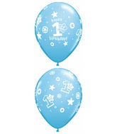 11" 1st Birthday Circle Stars – Boy Pale Blue (50 Per Bag) Latex Balloons