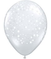5" Stars-A-Round Diamond Clear (100 ct.) Latex Balloons