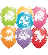 11" Cute & Cuddly Dinosaurs Festive Assortment (50 Per Bag) Latex Balloons