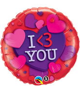 18" <3 You Hearts Mylar Balloon