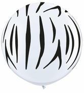 36" Zebra Stripes White (2 Count) Latex Balloons