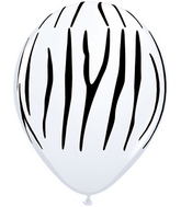 11" Zebra Stripes White (50 Per Bag) Latex Balloons