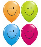 11" Winking Smile Face Assorted (50 Per Bag) Latex Balloons