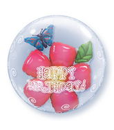 24" Birthday Flower Plastic Double Bubble Balloons