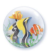 24" Seaweed Tropical Fish Plastic Double Bubble Balloons
