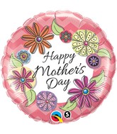 18" Mother's Day Floral Chevron Balloon