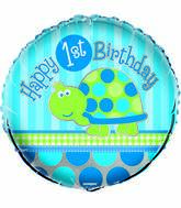 18" First Birthday Turtle Foil Balloon Packaged