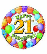 18" 21st Birthday Balloons Packaged