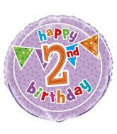 18" Foil Balloon Polka Dot Birthday 2nd