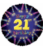 18" Happy 21st Birthday Candle Boarder Balloon