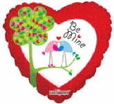 18" Be Mine Love Birds in Tree Balloon