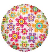 18" Decorative Flowers Mylar Balloon