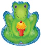 28" Frog With Cupcake Balloon