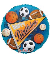 18" Happy Birthday Sports Pennant Balloon