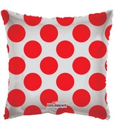 18" Solid Square with Red Polka Dots