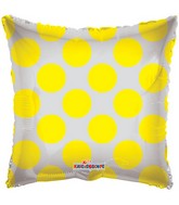 18" Solid Square with Yellow Polka Dots