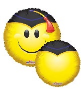 18" Smiley with Grad Cap Balloon