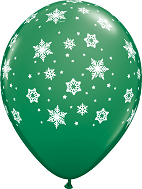 11" Qualatex Latex Balloons Snowflakes Green (50 Count)