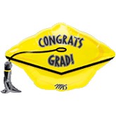 18" Junior Shape Congrats Grad Cap Yellow Balloon