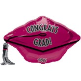 18" Junior Shape Congrats Grad Cap Burgundy Balloon