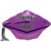 18" Junior Shape Congrats Grad Cap Purple Balloon