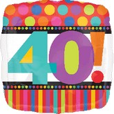 18" Birthday Dots and Stripes 40 Balloon