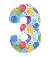 34" Anagram Brand Streamers Number 3 Balloon