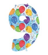 34" Anagram Brand Streamers Number 9 Balloon