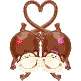 38" Multi-Balloon Kissing Monkeys
