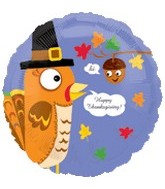18" Happy Thanksgiving Turkey Acorn Balloon