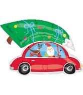 31" Santa with Tree on Car Shape Balloon