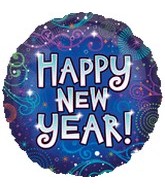 18" Happy New Years Swirling New Year Balloon