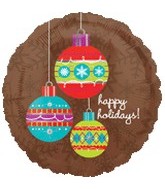 18" Happy Holidays Brown Balloon