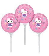 9" EZ Fill Airfill Hello Kitty With Sticks (3 Pack)
