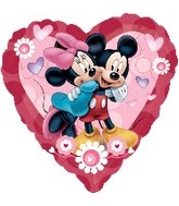 32" Mickey And Minnie Heart Shape Balloon