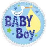 18" Baby Boy Stork Foil Balloon