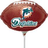9" NFL Airfill Only Miami Dolphins Football Balloon