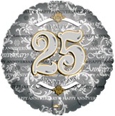 18" Silver Anniversary 25th Mylar Balloon